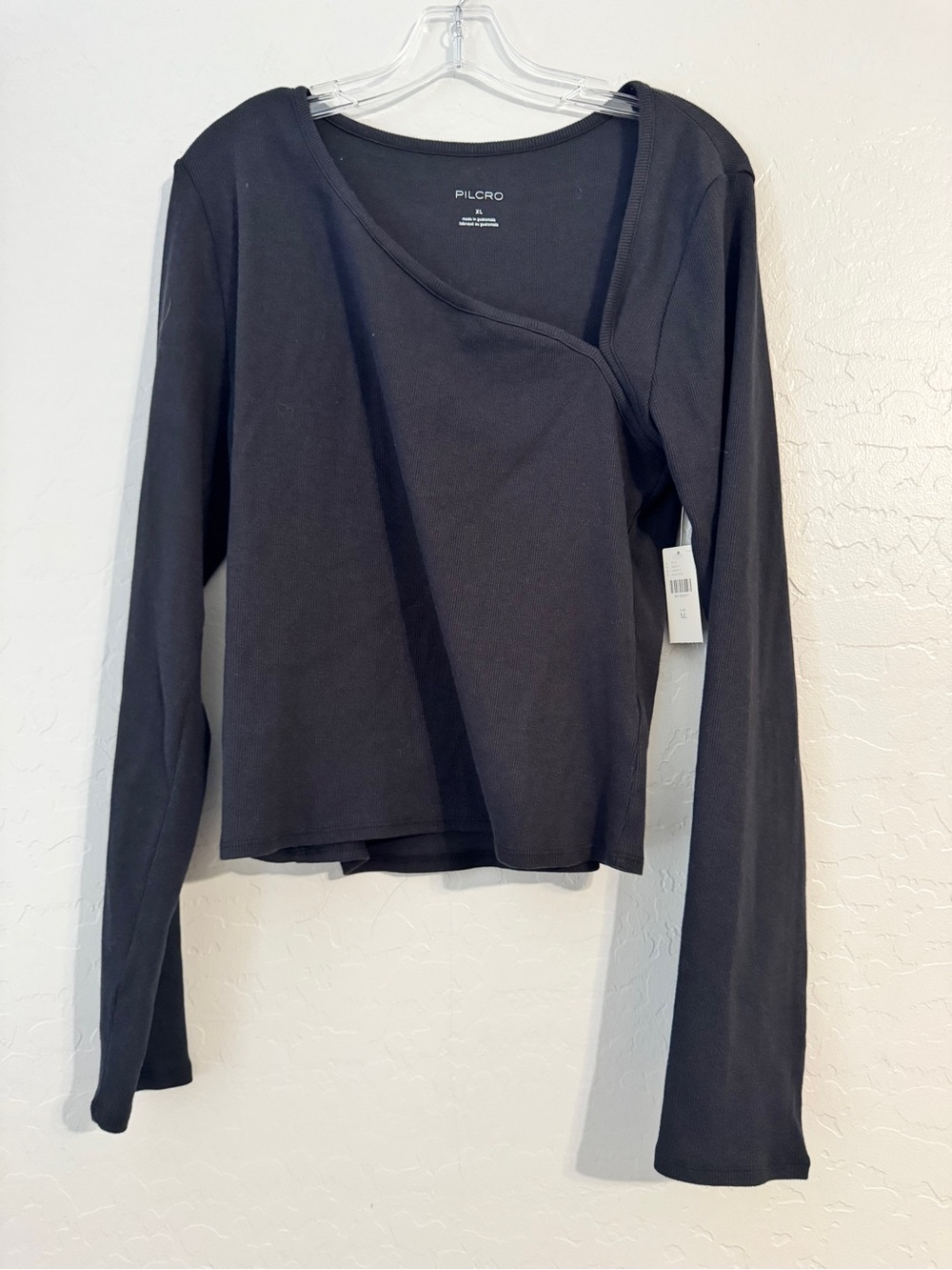👚NWT Pilcro Black Ribbed Knit V-Neck Long Sleeve Pullover Top Women's Size XL